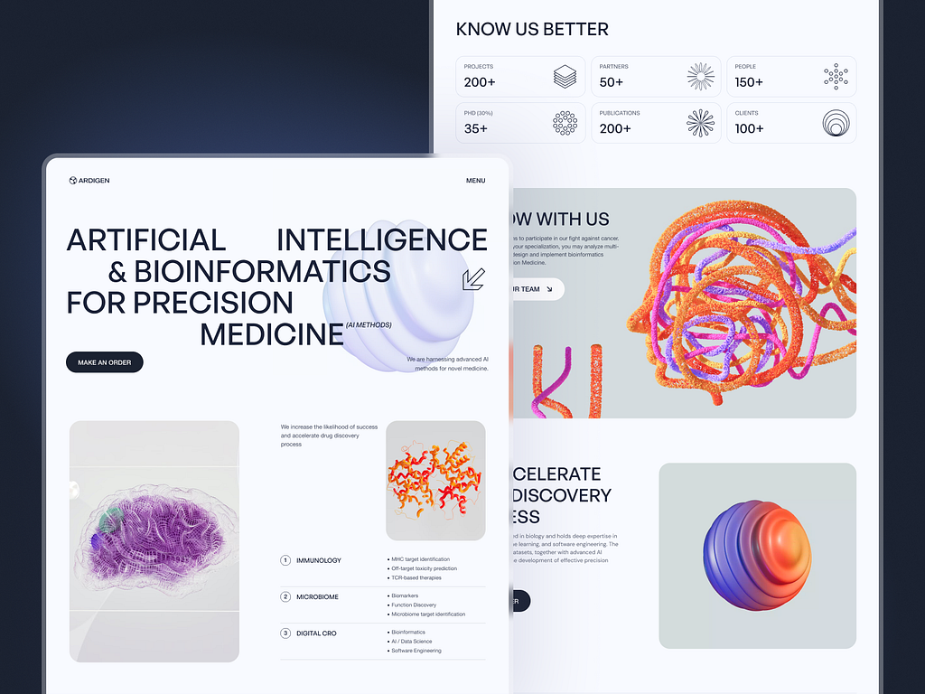 Website for biotech company Ardigen